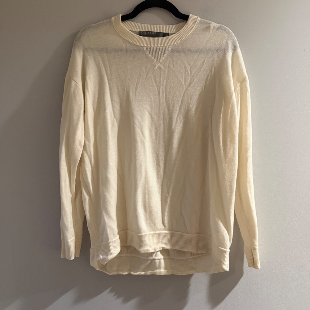 Icebreaker Merino Sweater Womens Small White Excellent Crew Neck Wool IB1008573